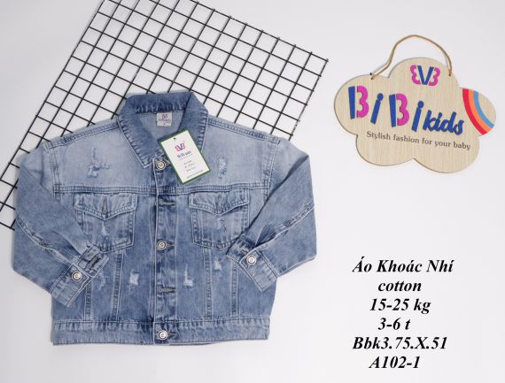 Áo khoác jean cotton em bé size Nhí cao cấp : A102