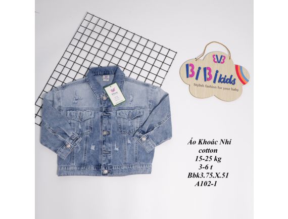 Áo khoác jean cotton em bé size Nhí cao cấp : A102